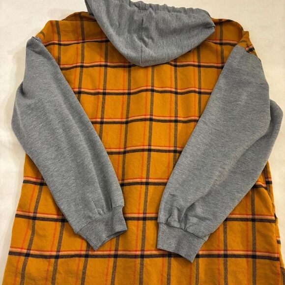 Gilded Intent Women’s Yellow & Grey Plaid Hooded Jacket | Size Large - Picture 4 of 4